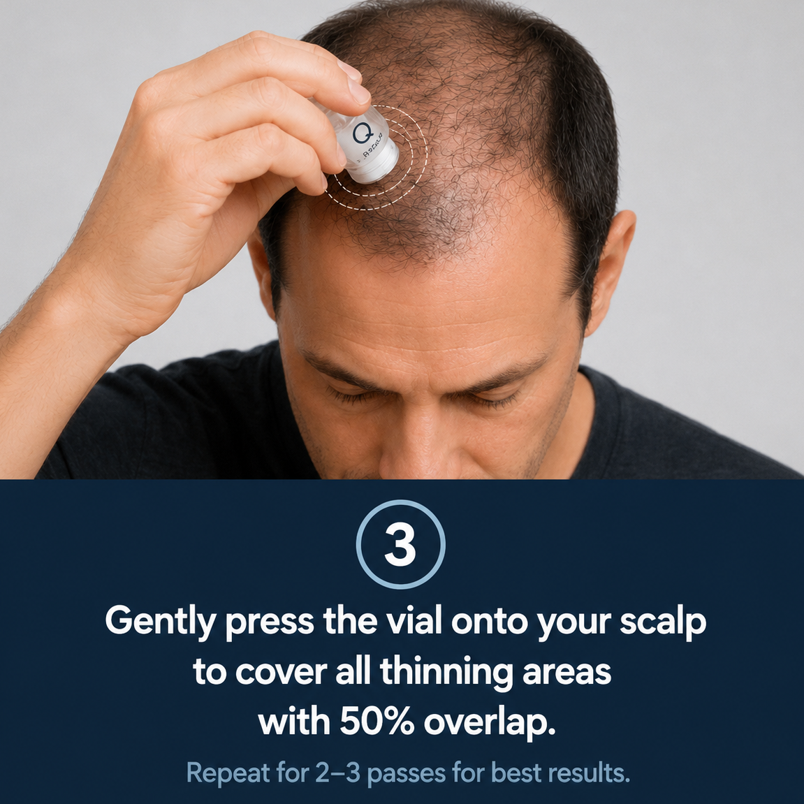 gently press the vial